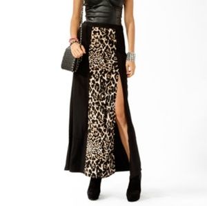 NEW Forever 21 Leopard Maxi Skirt S